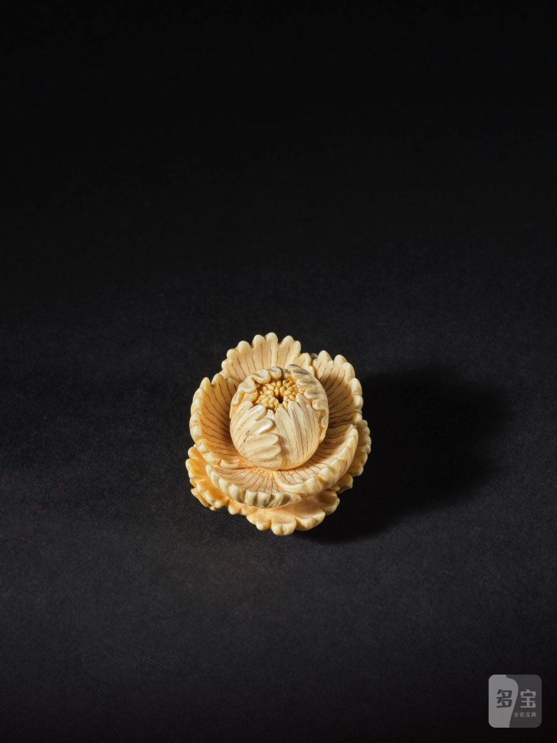 象牙彫根付 牡丹 銘「法民」 19世紀 | NETSUKE EN IVOIRE REPRÉSENTANT UNE PIVOINE - 图7